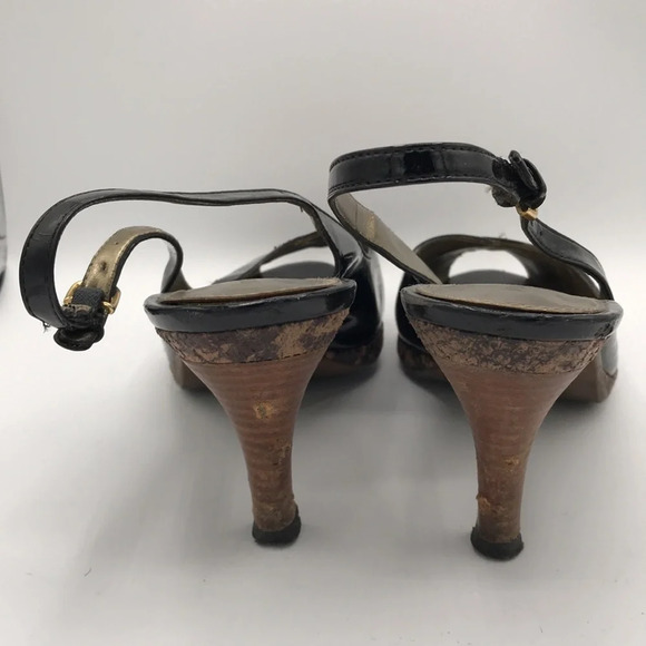 Liz Claiborne Jacqueline shiny black peep-toe slingbacks, size 8M - Picture 3 of 8